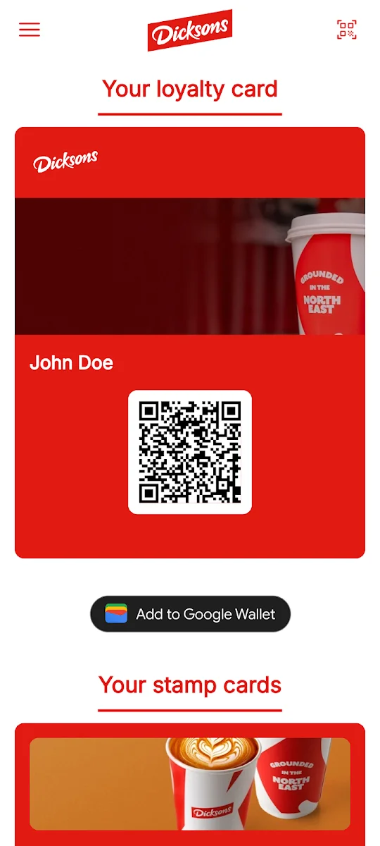 Dicksons digital loyalty card and Stamp Cards