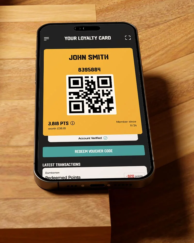 5Loyalty customer app showing a digital loyalty card